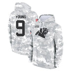 Choea C.Panthers #9 Bryce Young Player Arctic Camo Salute to Service Pullover Hoodies Limited Game Stitched Jerseys