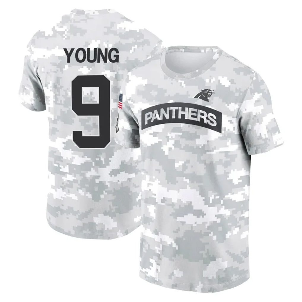 Choea C.Panthers #9 Bryce Young Player Arctic Camo Salute to Service T-Shirt Hoodies Stitched Jerseys