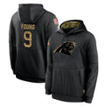 Choea C.Panthers #9 Bryce Young Player Black Salute to Service Pullover Hoodies Limited Game Stitched Jerseys