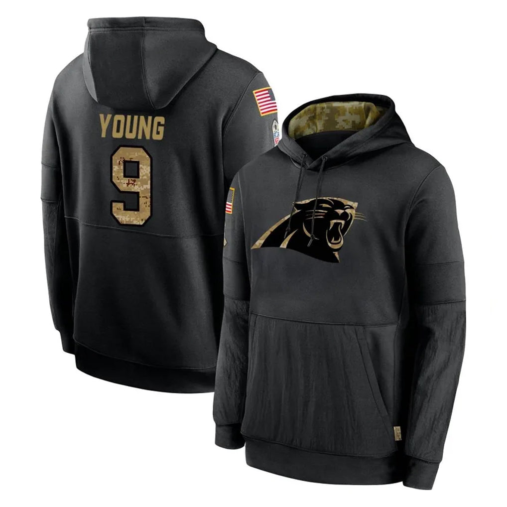 Choea C.Panthers #9 Bryce Young Player Black Salute to Service Pullover Hoodies Limited Game Stitched Jerseys