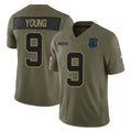 Choea C.Panthers #9 Bryce Young Player Olive Salute to Service Limited Home Game Stitched Jerseys