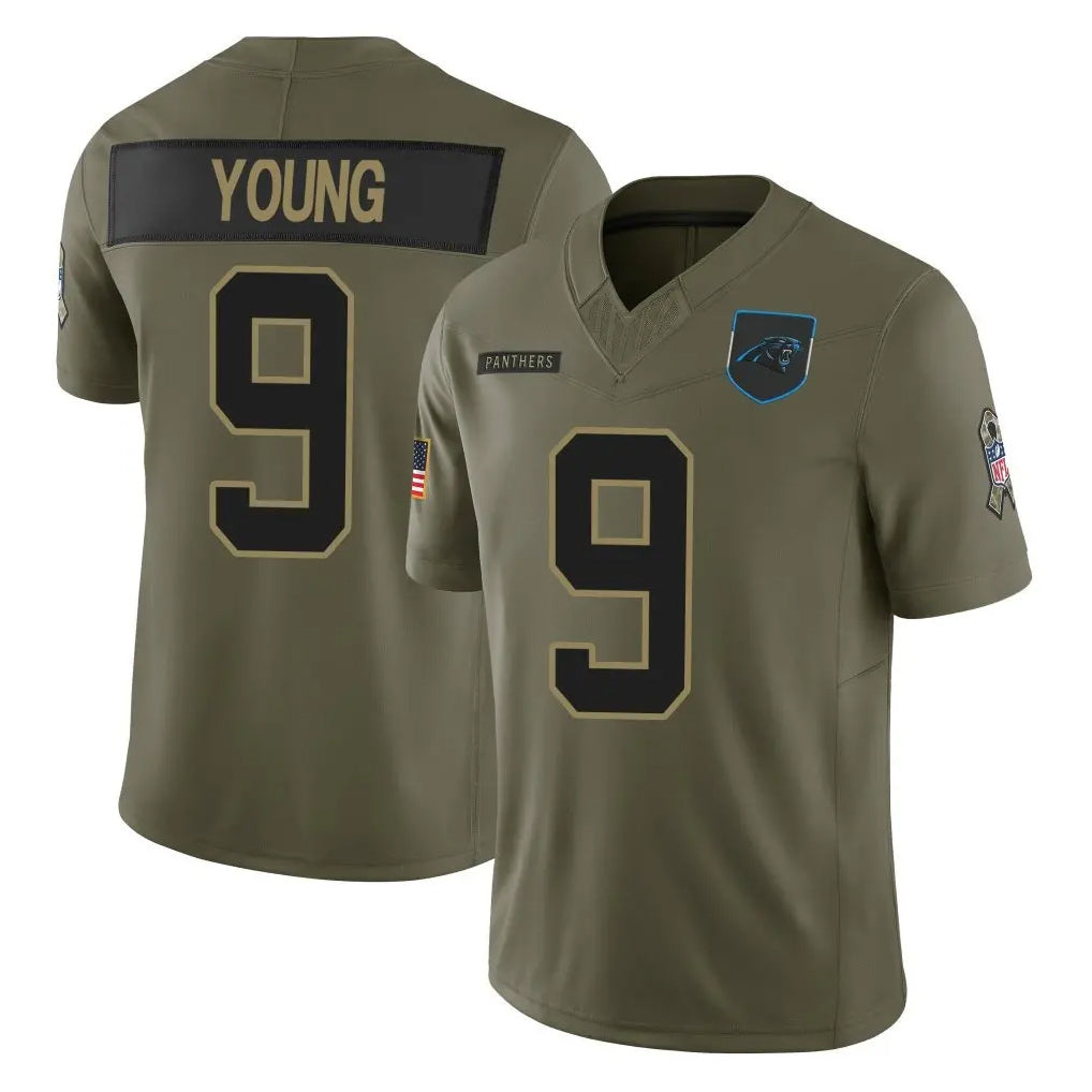 Choea C.Panthers #9 Bryce Young Player Olive Salute to Service Limited Home Game Stitched Jerseys