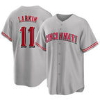 Choea C.Reds #11 Barry Larkin Player Gray Home Game Stitched Jerseys