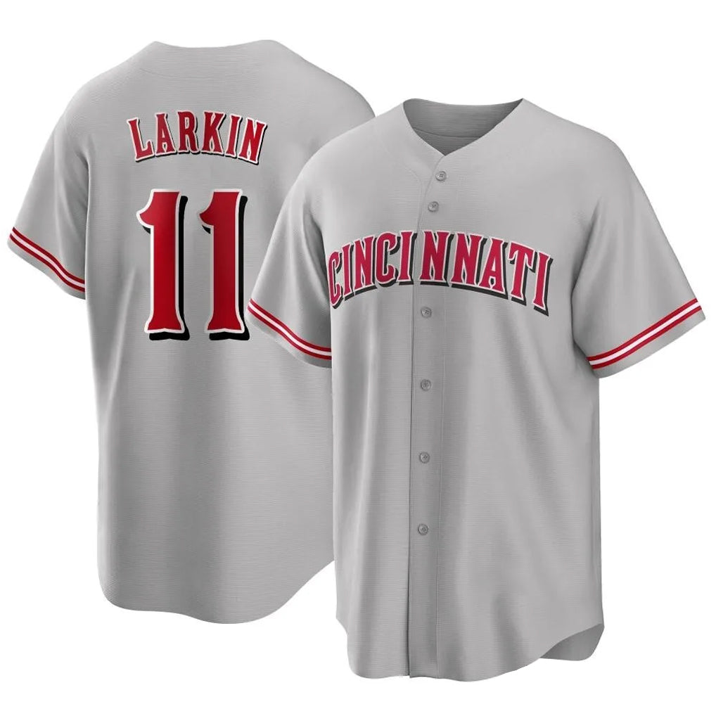 Choea C.Reds #11 Barry Larkin Player Gray Home Game Stitched Jerseys