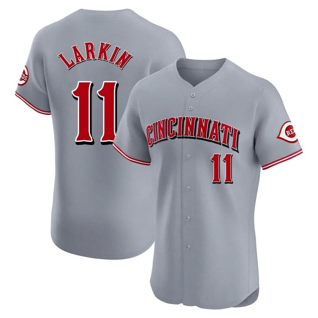 Choea C.Reds #11 Barry Larkin Player Gray Limited Elite Home Stitched Jerseys