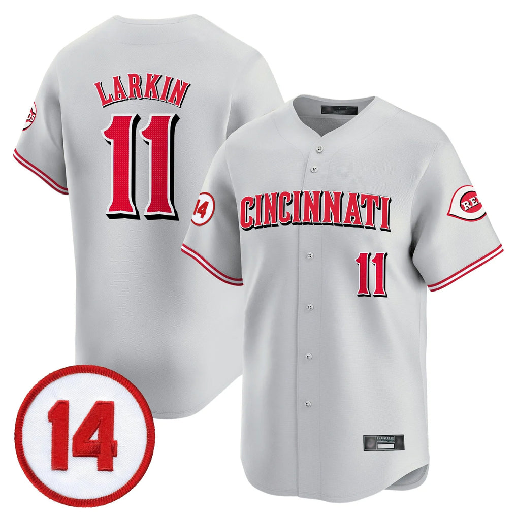 Choea C.Reds #11 Barry Larkin Player Gray Vapor Premier Limited Home Stitched Jerseys