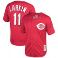 Choea C.Reds #11 Barry Larkin Player Mitchell & Ness Red Throwback Cooperstown Mesh Game Stitched Jerseys