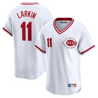 Choea C.Reds #11 Barry Larkin Player White Cooperstown Collection Limited T-shirt Home Stitched Jerseys