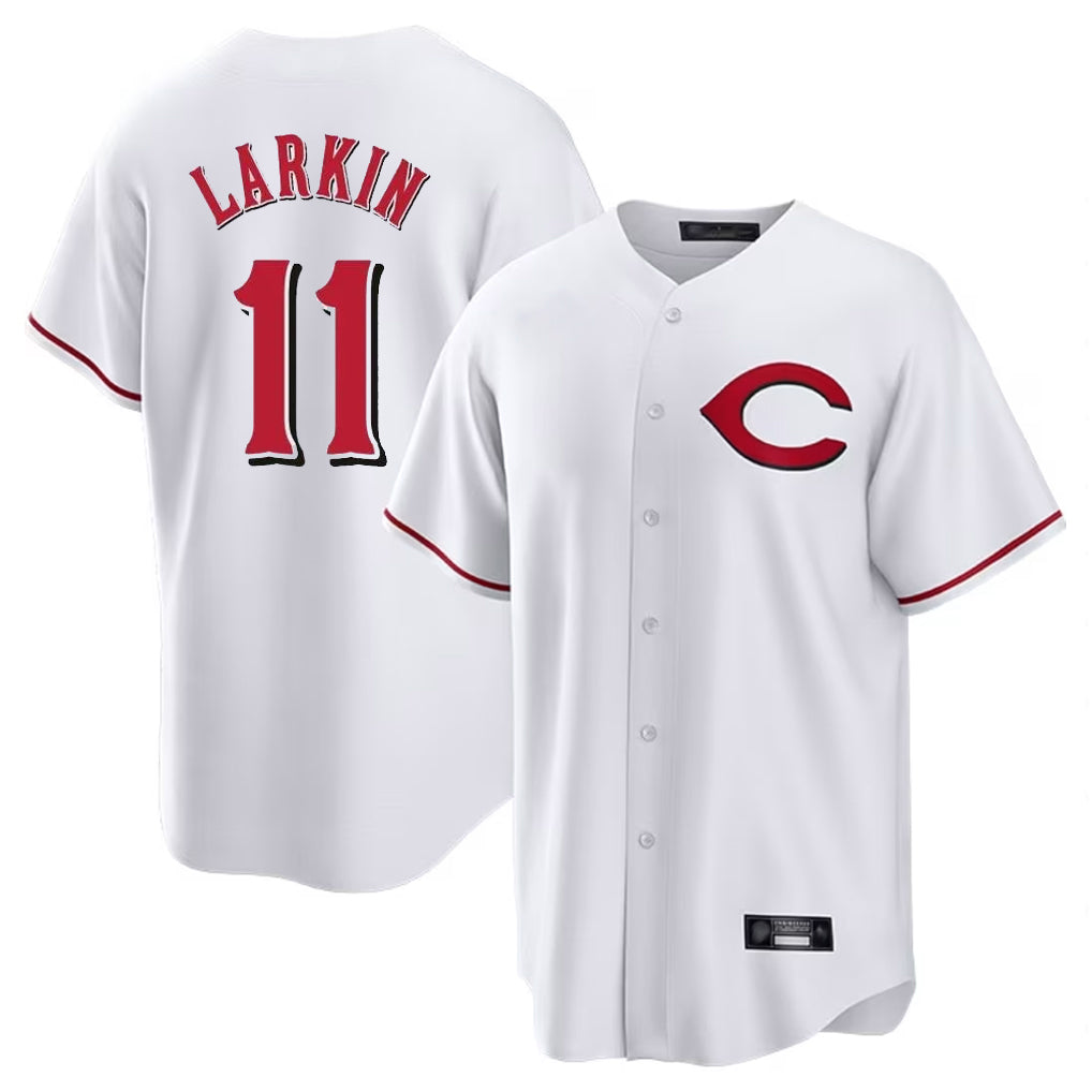 Choea C.Reds #11 Barry Larkin Player White Home Game Stitched Jerseys