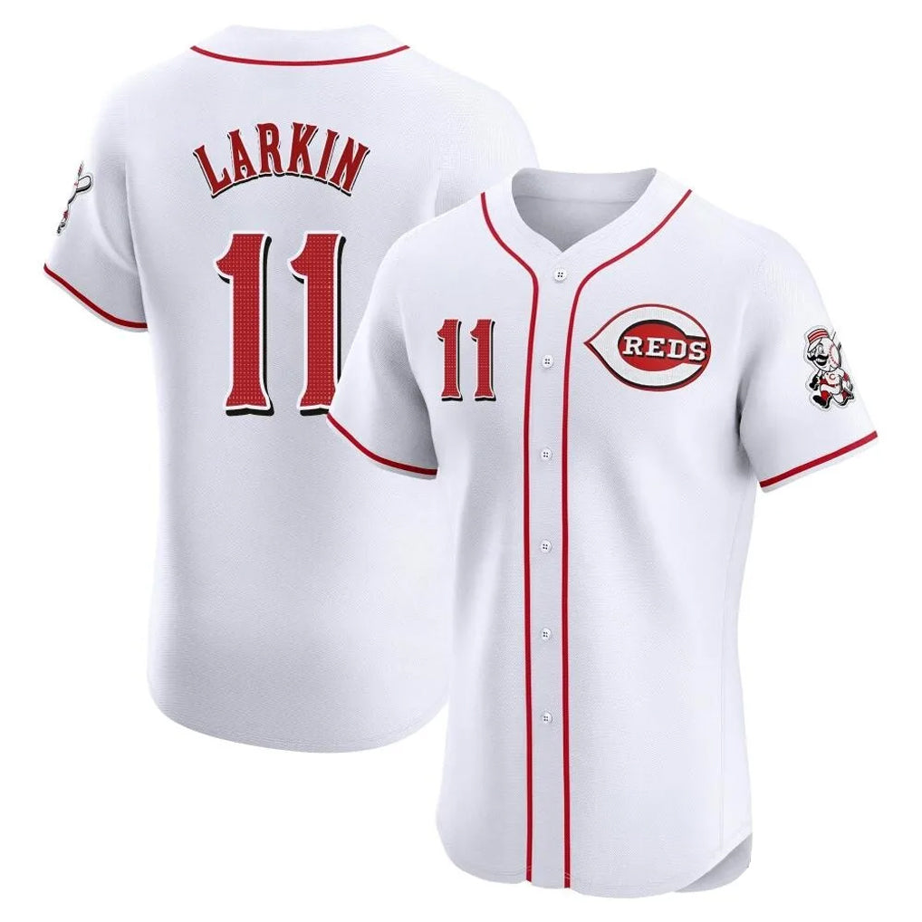 Choea C.Reds #11 Barry Larkin Player White Limited Elite Home Stitched Jerseys