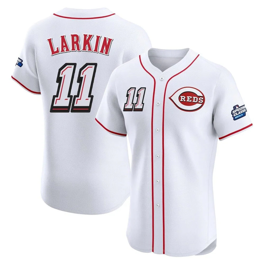 Choea C.Reds #11 Barry Larkin Player White Speedway Classic Limited Elite Home Stitched Jerseys