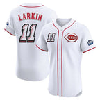 Choea C.Reds #11 Barry Larkin Player White Speedway Classic Limited Elite Home Stitched Jerseys