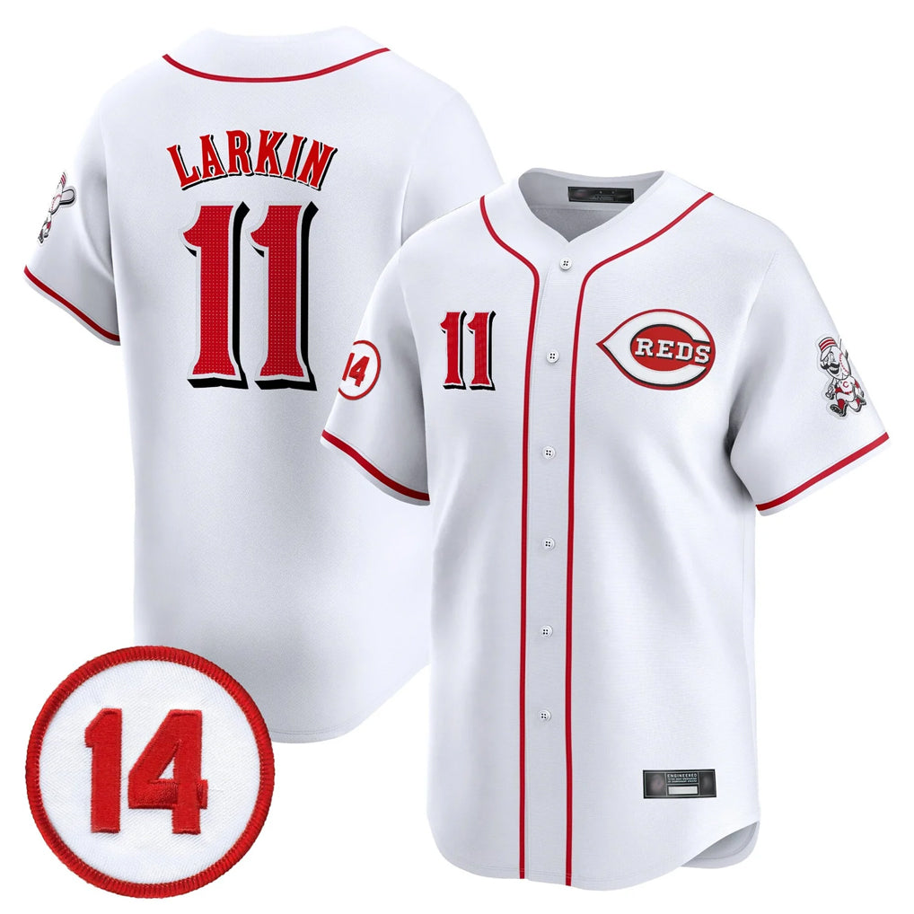 Choea C.Reds #11 Barry Larkin Player White Vapor Premier Limited Home Stitched Jerseys