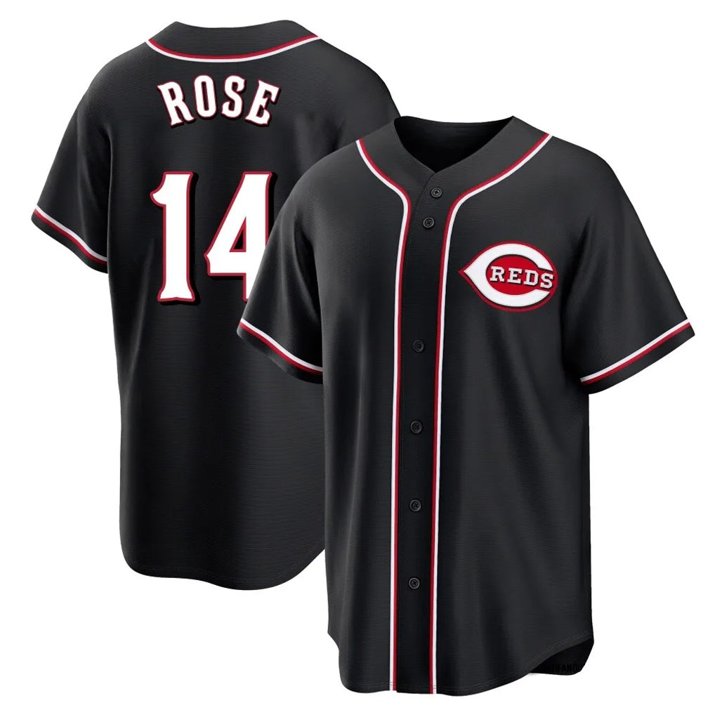 Choea C.Reds #14 Pete Rose Player Black Fashion Out Home Game Stitched Jerseys