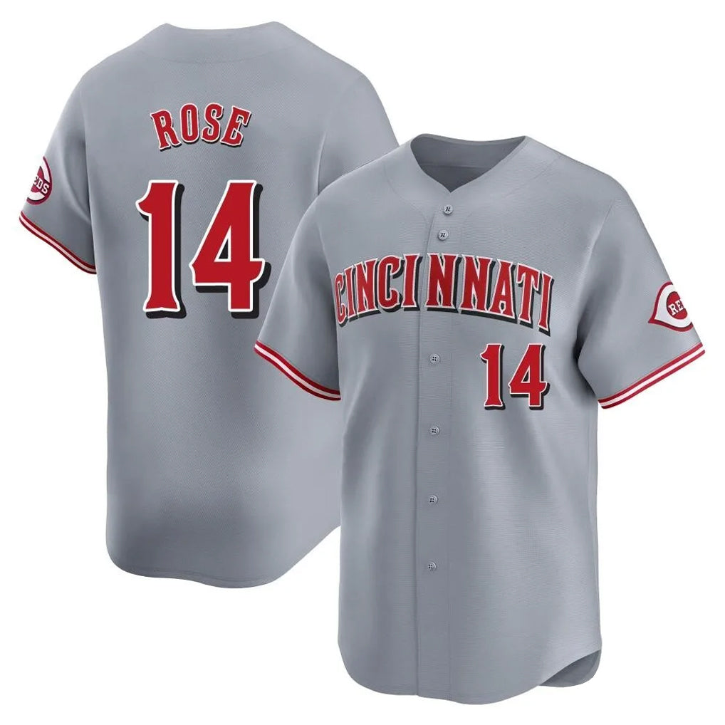 Choea C.Reds #14 Pete Rose Player Gray Home Limited Stitched Jerseys