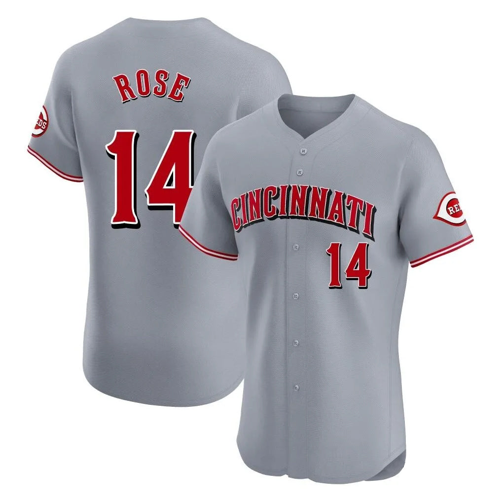 Choea C.Reds #14 Pete Rose Player Gray Limited Elite Home Stitched Jerseys