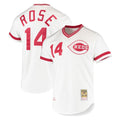 Choea C.Reds #14 Pete Rose Player Mitchell & Ness White Throwback Cooperstown Mesh T-shirt Game Stitched Jerseys