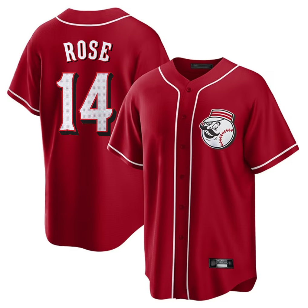 Choea C.Reds #14 Pete Rose Player Red Home Game Stitched Jerseys