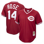 Choea C.Reds #14 Pete Rose Player Red Throwback Cooperstown Collection Limited T-shirt Stitched Jerseys