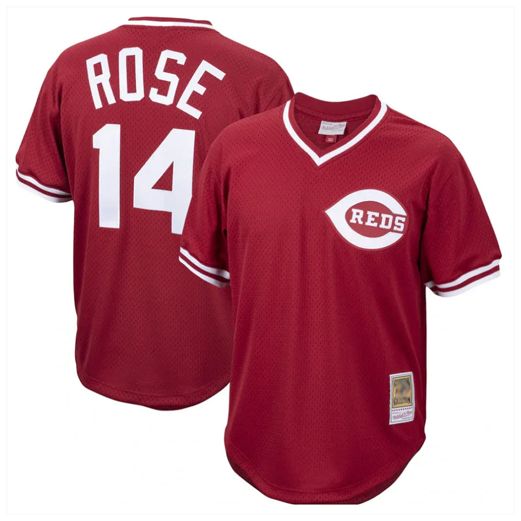 Choea C.Reds #14 Pete Rose Player Red Throwback Cooperstown Collection Limited T-shirt Stitched Jerseys