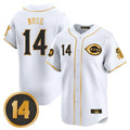 Choea C.Reds #14 Pete Rose Player White-Gold Vapor Premier Limited Home Stitched Jerseys