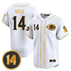 Choea C.Reds #14 Pete Rose Player White-Gold Vapor Premier Limited Home Stitched Jerseys