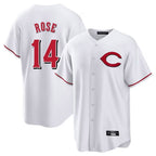Choea C.Reds #14 Pete Rose Player White Home Game Stitched Jerseys