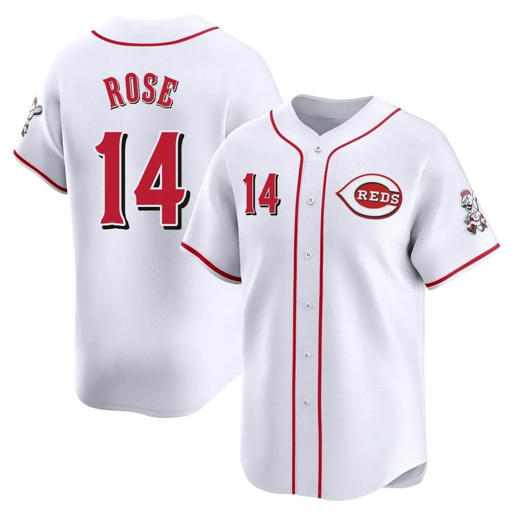 Choea C.Reds #14 Pete Rose Player White Home Limited Stitched Jerseys