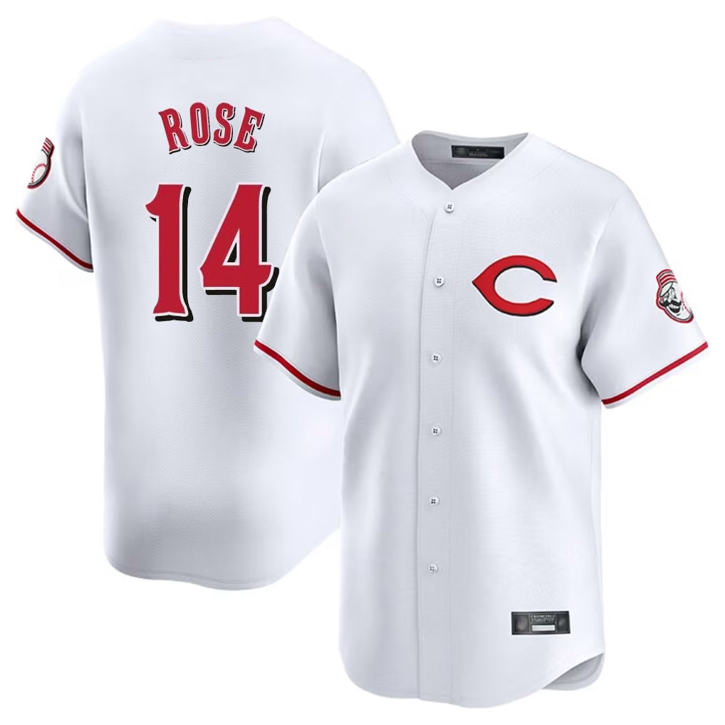 Choea C.Reds #14 Pete Rose Player White Limited Home Stitched Jerseys