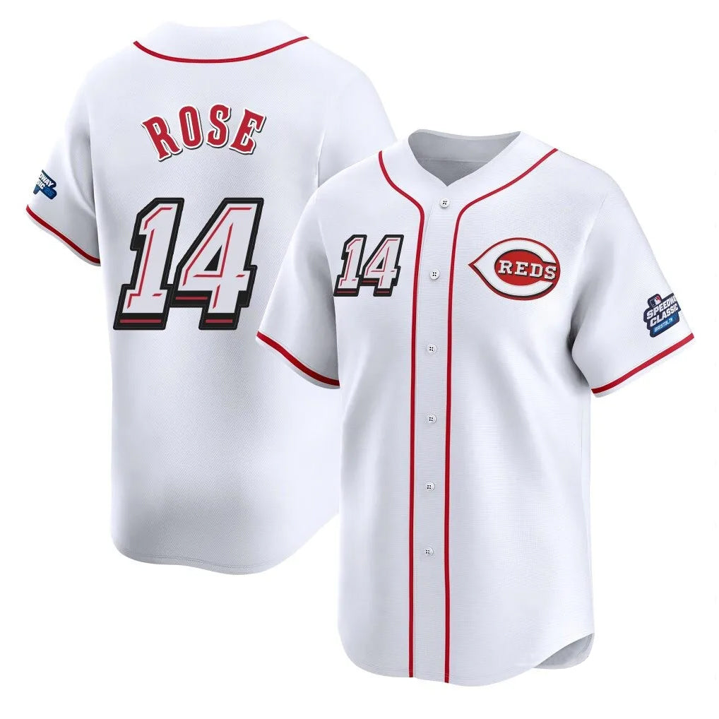 Choea C.Reds #14 Pete Rose Player White Speedway Classic Home Limited Stitched Jerseys