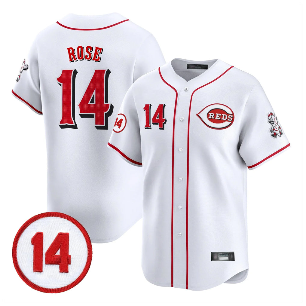 Choea C.Reds #14 Pete Rose Player White Vapor Premier Limited Home Stitched Jerseys