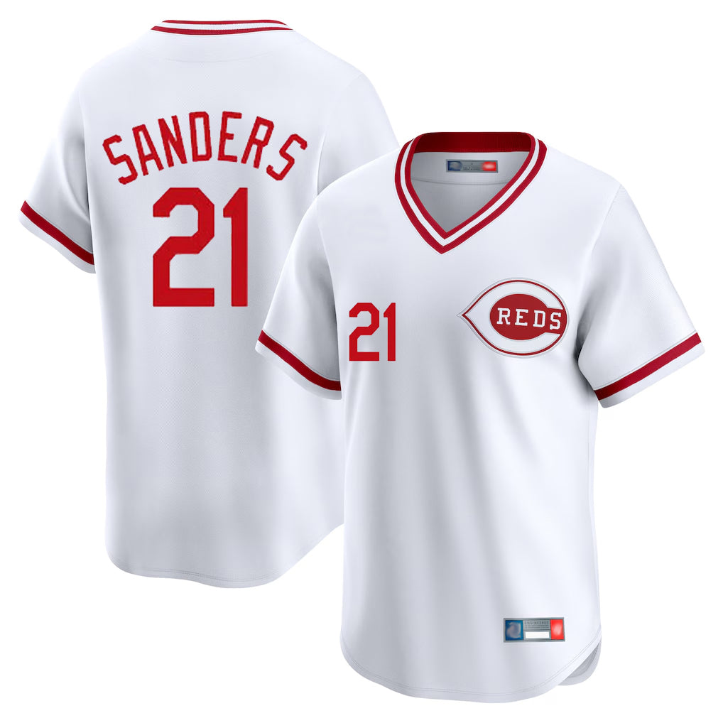 Choea C.Reds #21 Hunter Greene Player White Cooperstown Collection Limited T-shirt Home Stitched Jerseys