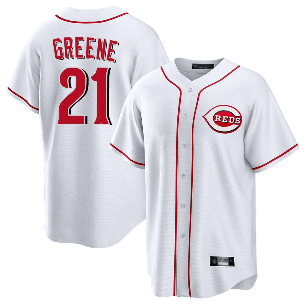 Choea C.Reds #21 Hunter Greene Player White Game Home Stitched Jerseys