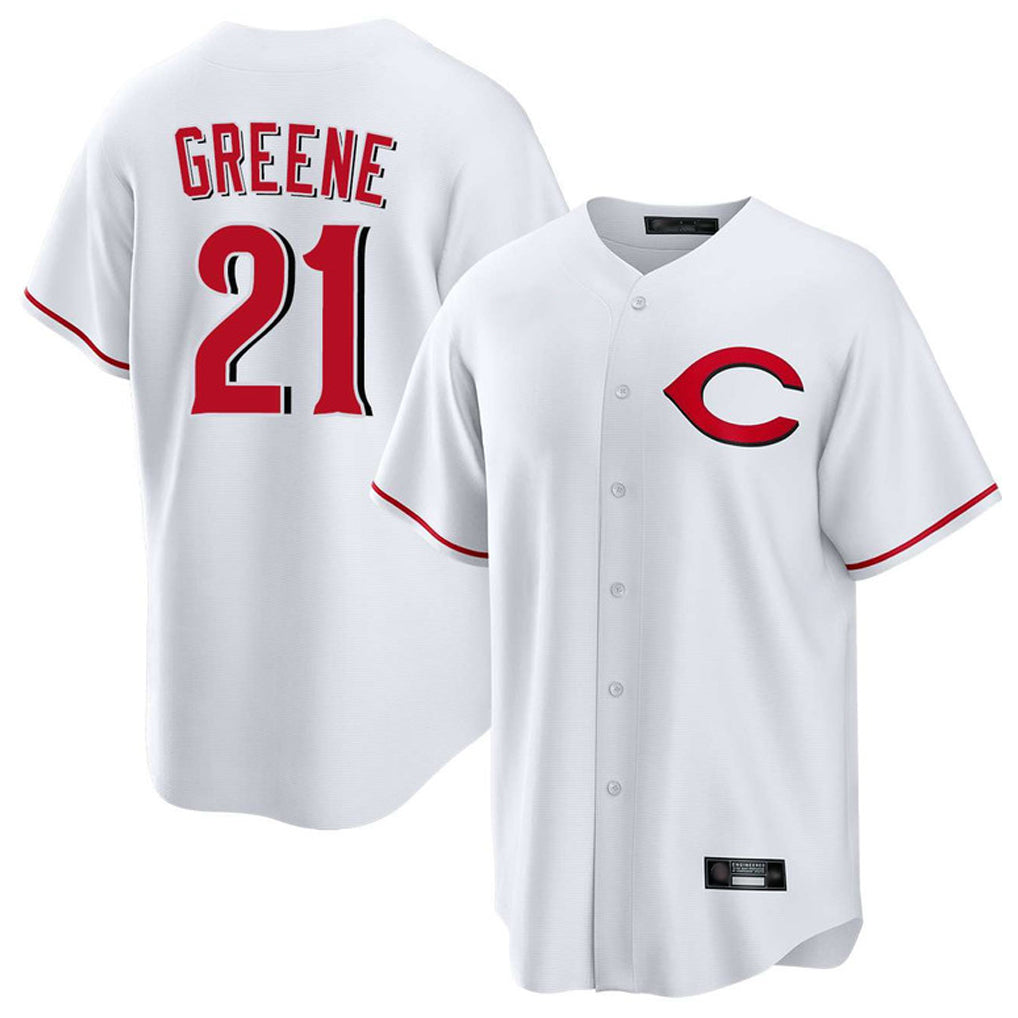 Choea C.Reds #21 Hunter Greene Player White Home Game Stitched Jerseys