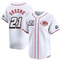 Choea C.Reds #21 Hunter Greene Player White Speedway Classic Home Limited Stitched Jerseys