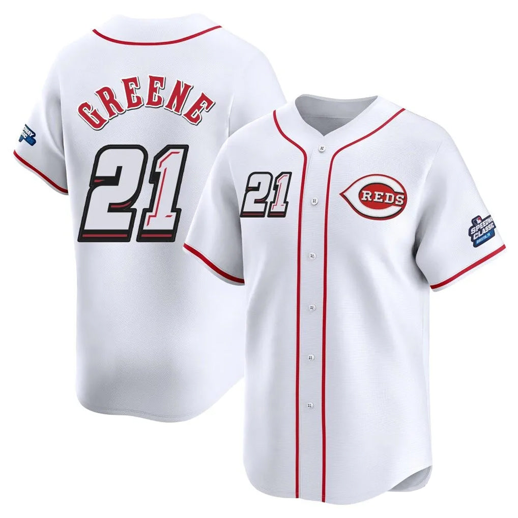 Choea C.Reds #21 Hunter Greene Player White Speedway Classic Home Limited Stitched Jerseys