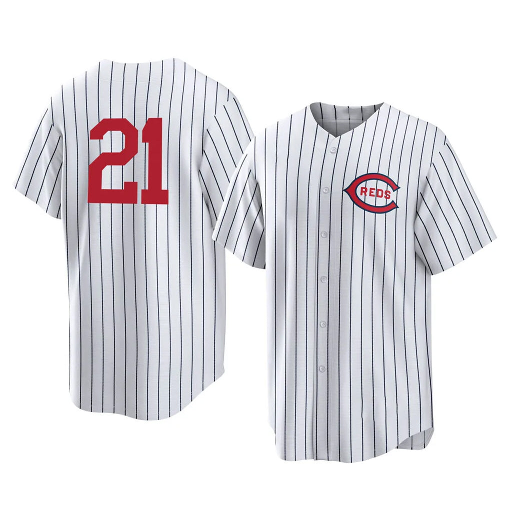 Choea C.Reds #21 Hunter Greene Player White Stripe Field of Dreams Game Home Stitched Jerseys