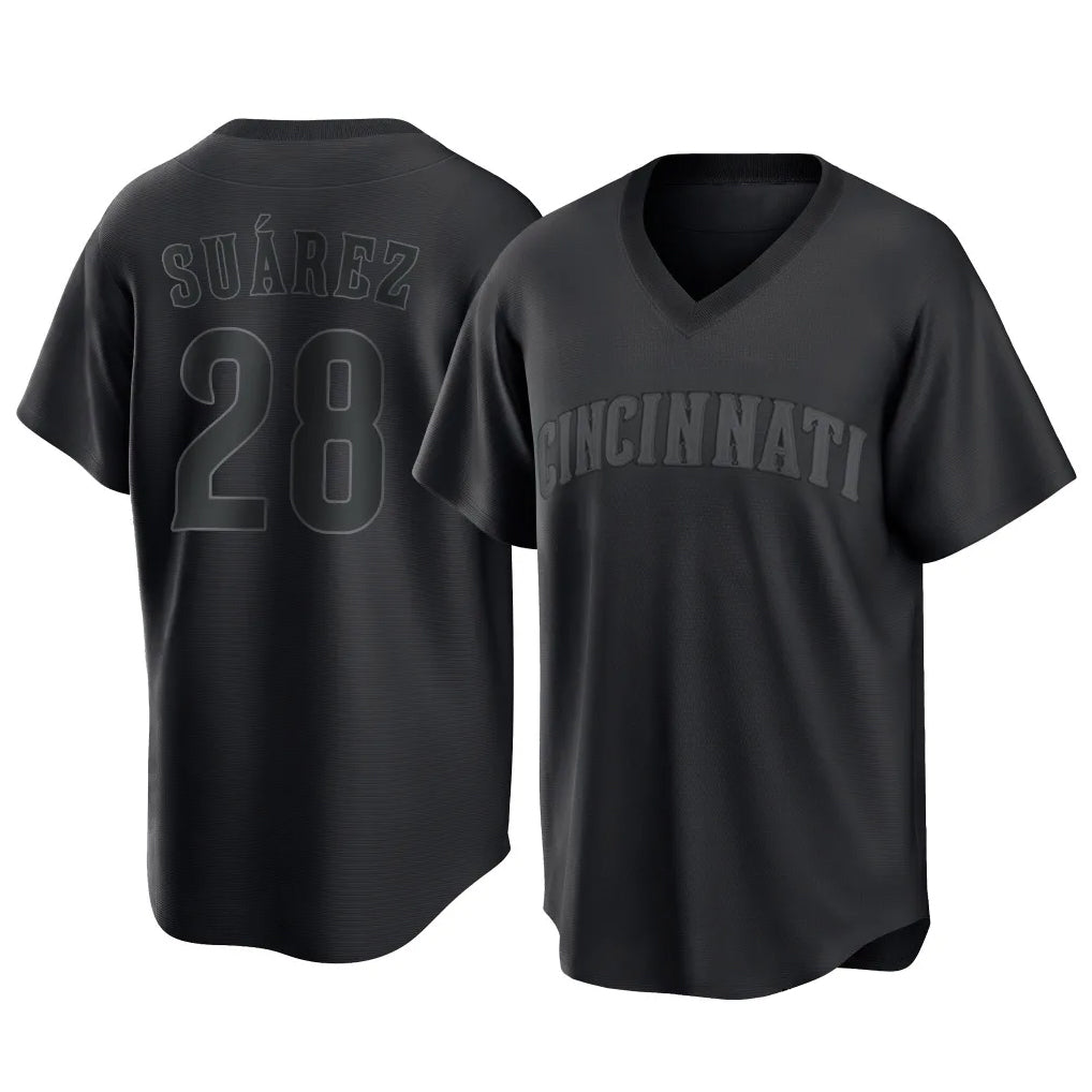 Choea C.Reds #28 Eugenio Su¡§¡érez Player Black T-shirt Game Home Stitched Jerseys