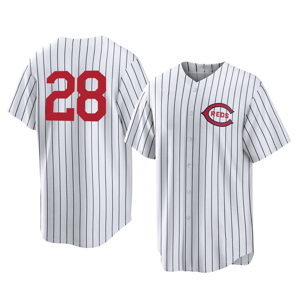 Choea C.Reds #28 Eugenio Su¡§¡érez Player White Stripe Field of Dreams Game Home Stitched Jerseys