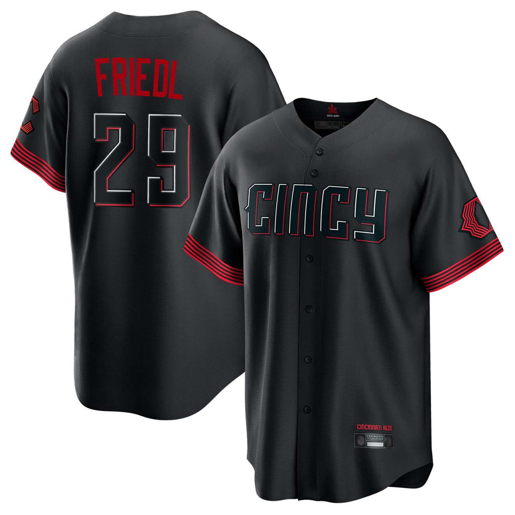 Choea C.Reds #29 TJ Friedl Player Black City Connect Home Game Stitched Jerseys