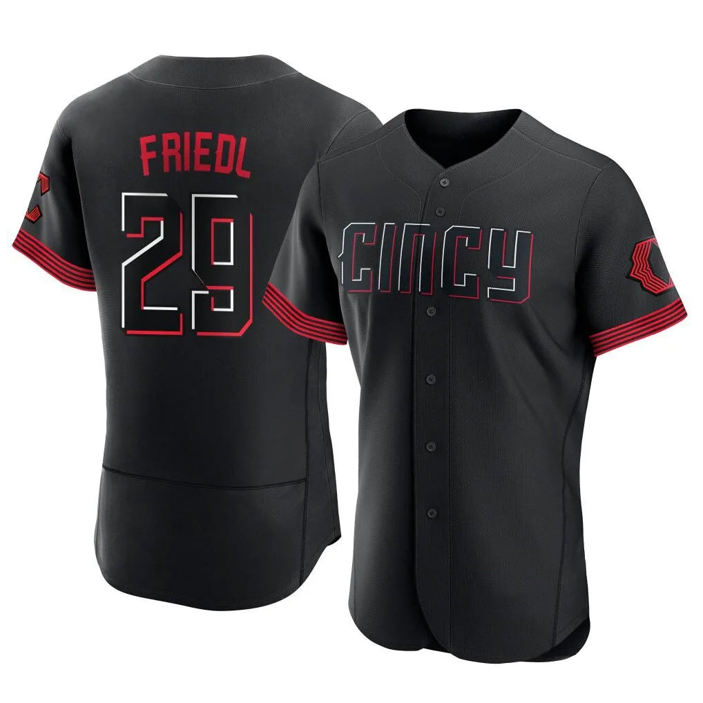 Choea C.Reds #29 TJ Friedl Player Black City Connect Limited Elite Home Stitched Jerseys