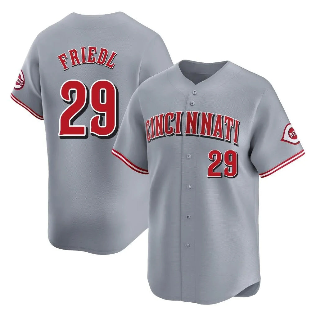 Choea C.Reds #29 TJ Friedl Player Gray Home Limited Stitched Jerseys