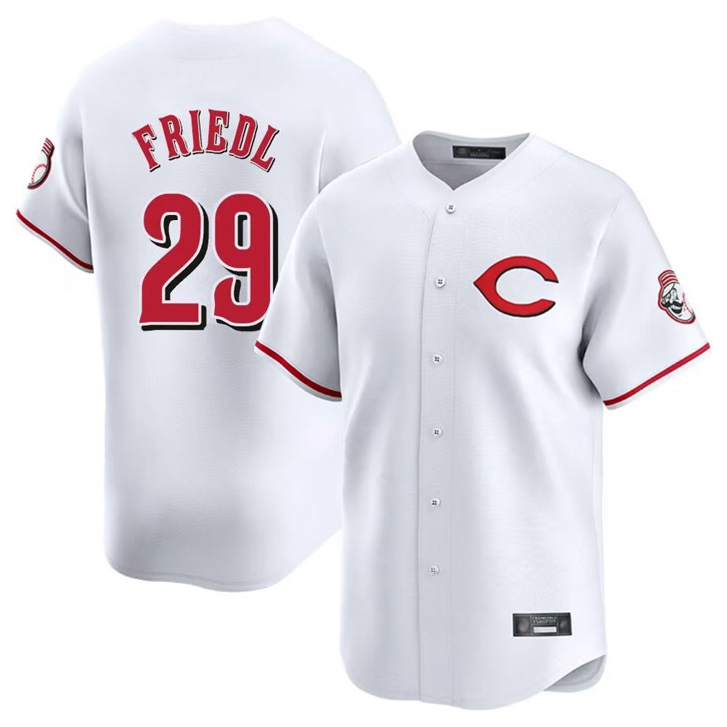 Choea C.Reds #29 TJ Friedl Player White Limited Home Stitched Jerseys