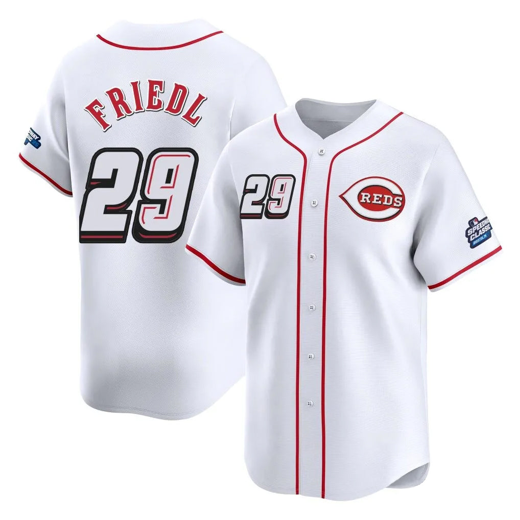 Choea C.Reds #29 TJ Friedl Player White Speedway Classic Home Limited Stitched Jerseys