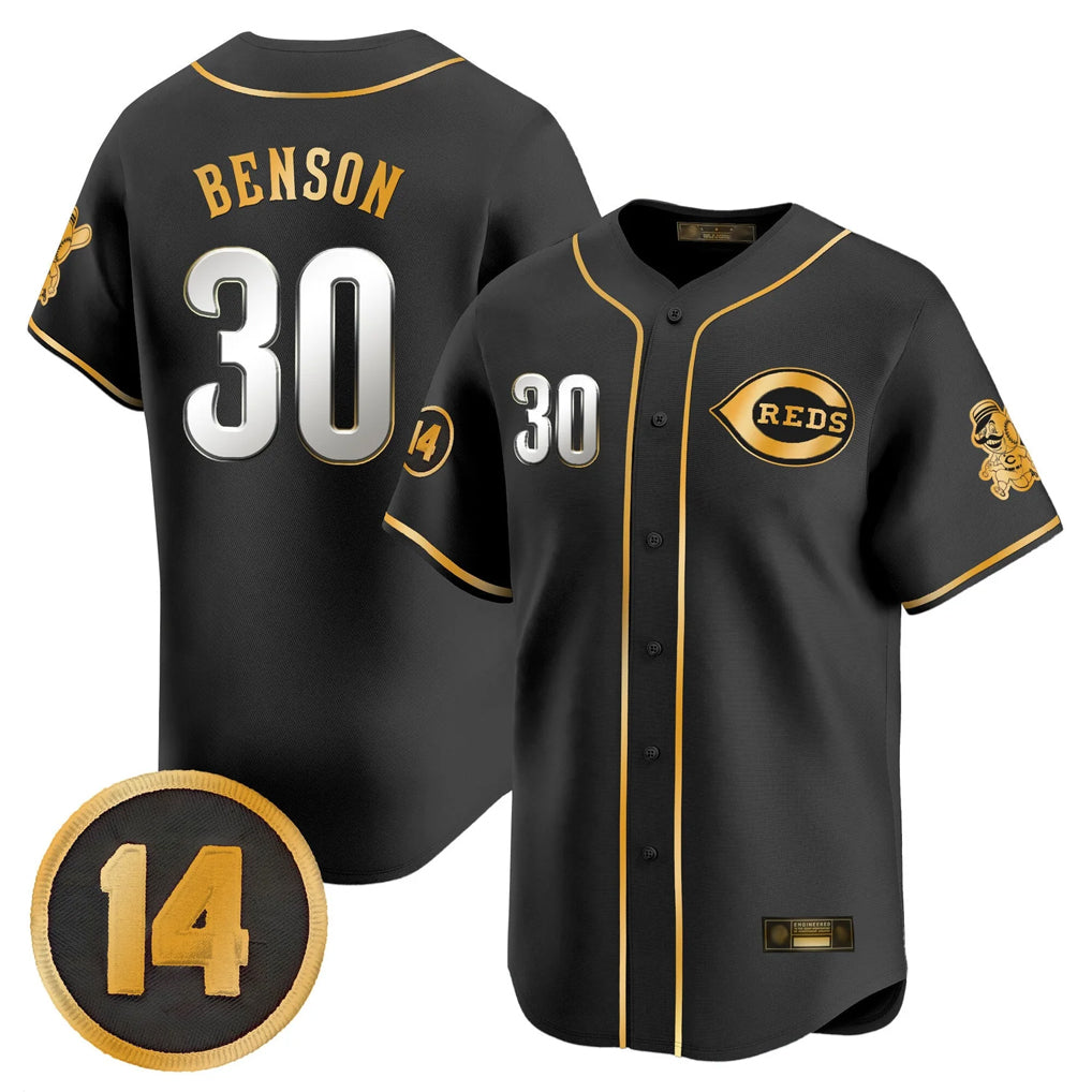 Choea C.Reds #30 Ken Griffey Player Black-Gold Vapor Premier Limited Home Stitched Jerseys