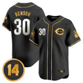 Choea C.Reds #30 Ken Griffey Player Black-Gold Vapor Premier Limited Home Stitched Jerseys