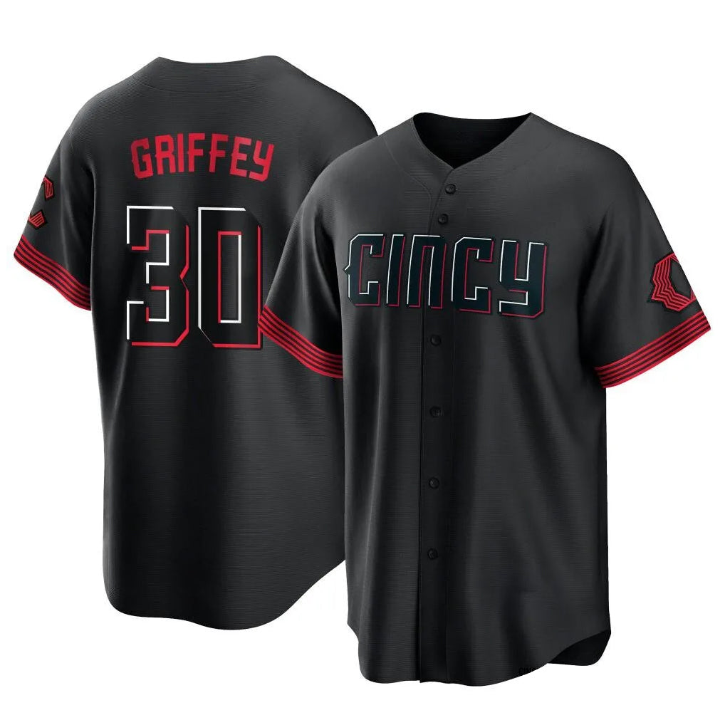 Choea C.Reds #30 Ken Griffey Player Black City Connect Home Game Stitched Jerseys