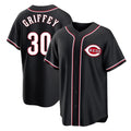 Choea C.Reds #30 Ken Griffey Player Black Fashion Out Home Game Stitched Jerseys