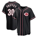 Choea C.Reds #30 Ken Griffey Player Black Fashion Out Home Game Stitched Jerseys