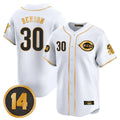 Choea C.Reds #30 Ken Griffey Player White-Gold Vapor Premier Limited Home Stitched Jerseys